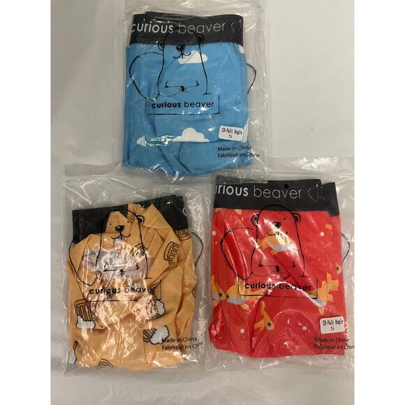 Curious beaver Lot of 3 Underwear Trunk Boxer Briefs Size S - NEW - FUN Graphic - Picture 1 of 5